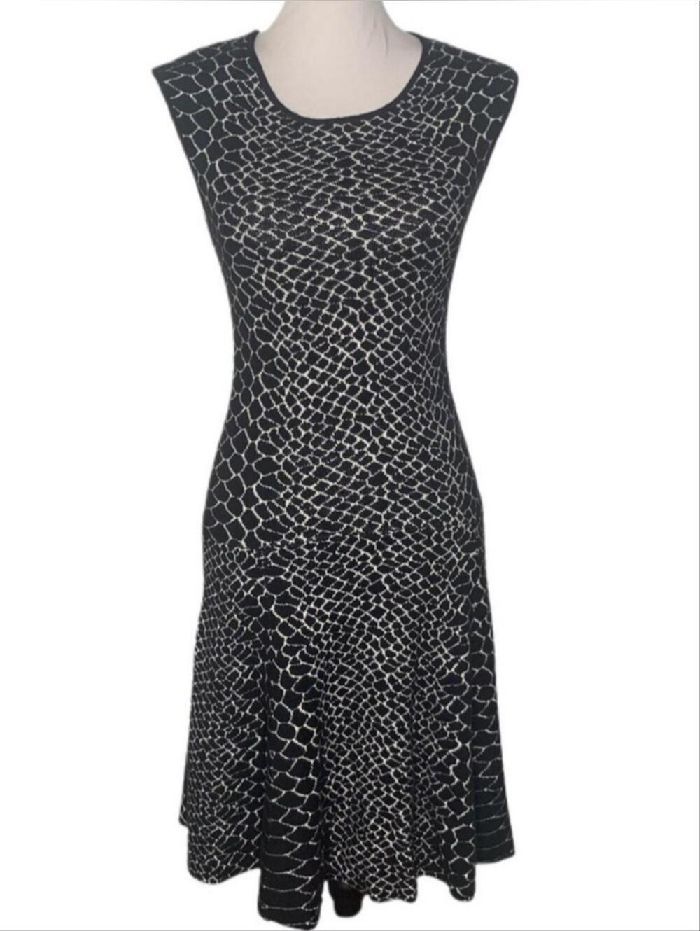 NWOT Sam Edelman SHELBY JAQUARD DRESS/Blk&White Snakeprint  Womens Size M